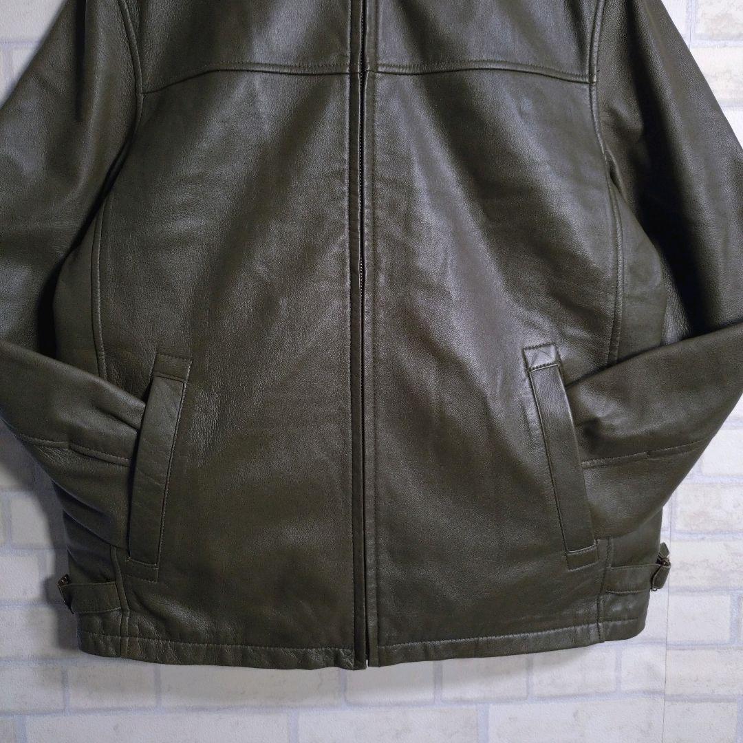 リアルレザー★レアカラー 羊革 シングル ライダースジャケット 革ジャン L程度