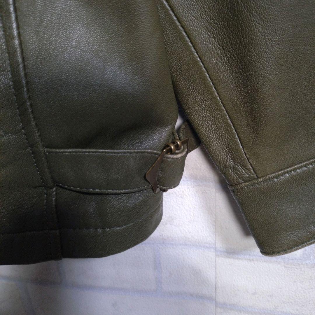 リアルレザー★レアカラー 羊革 シングル ライダースジャケット 革ジャン L程度