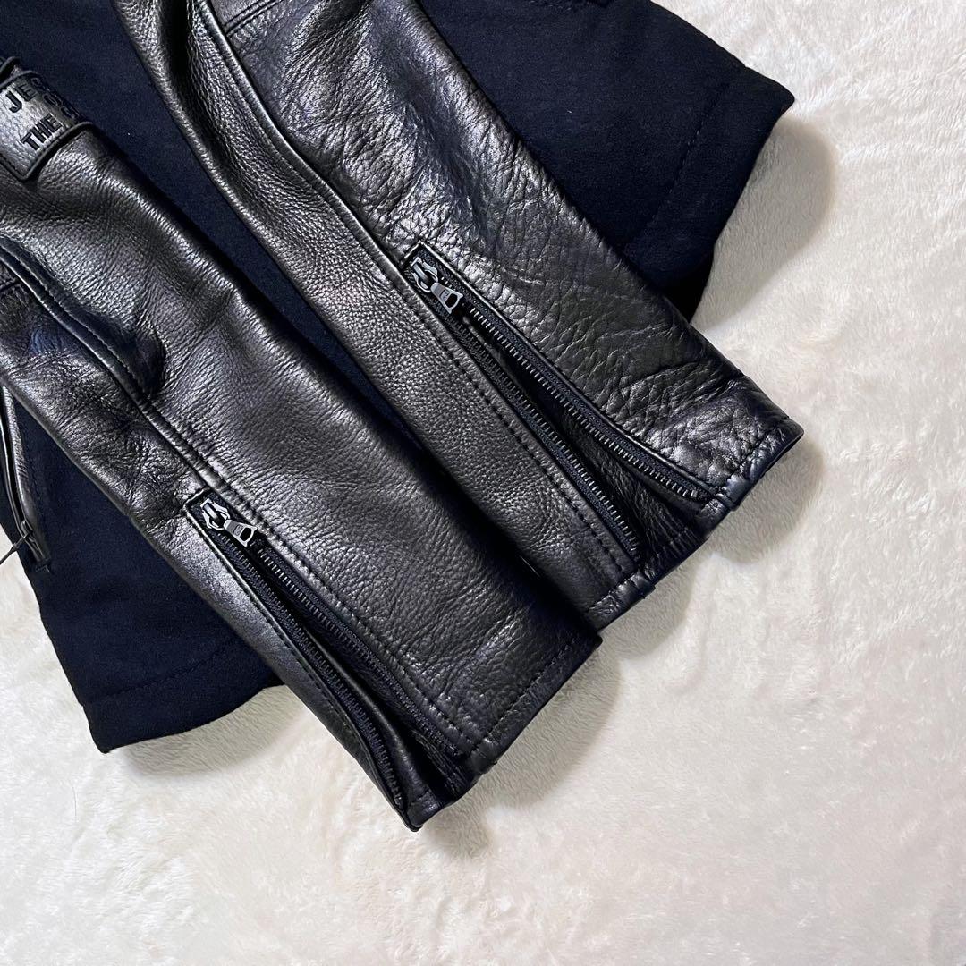 ヒステリックグラマー ワッペン スカルボタン 袖レザー スタジャン Pコート