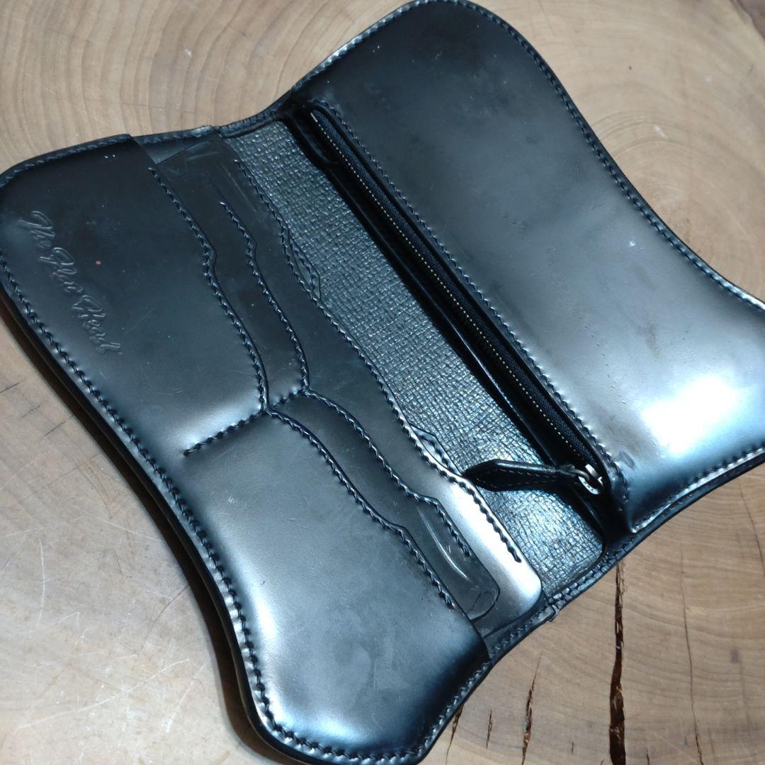 専用品　フラットヘッド　大型コンチョ付　コードバン長財布　ブラック