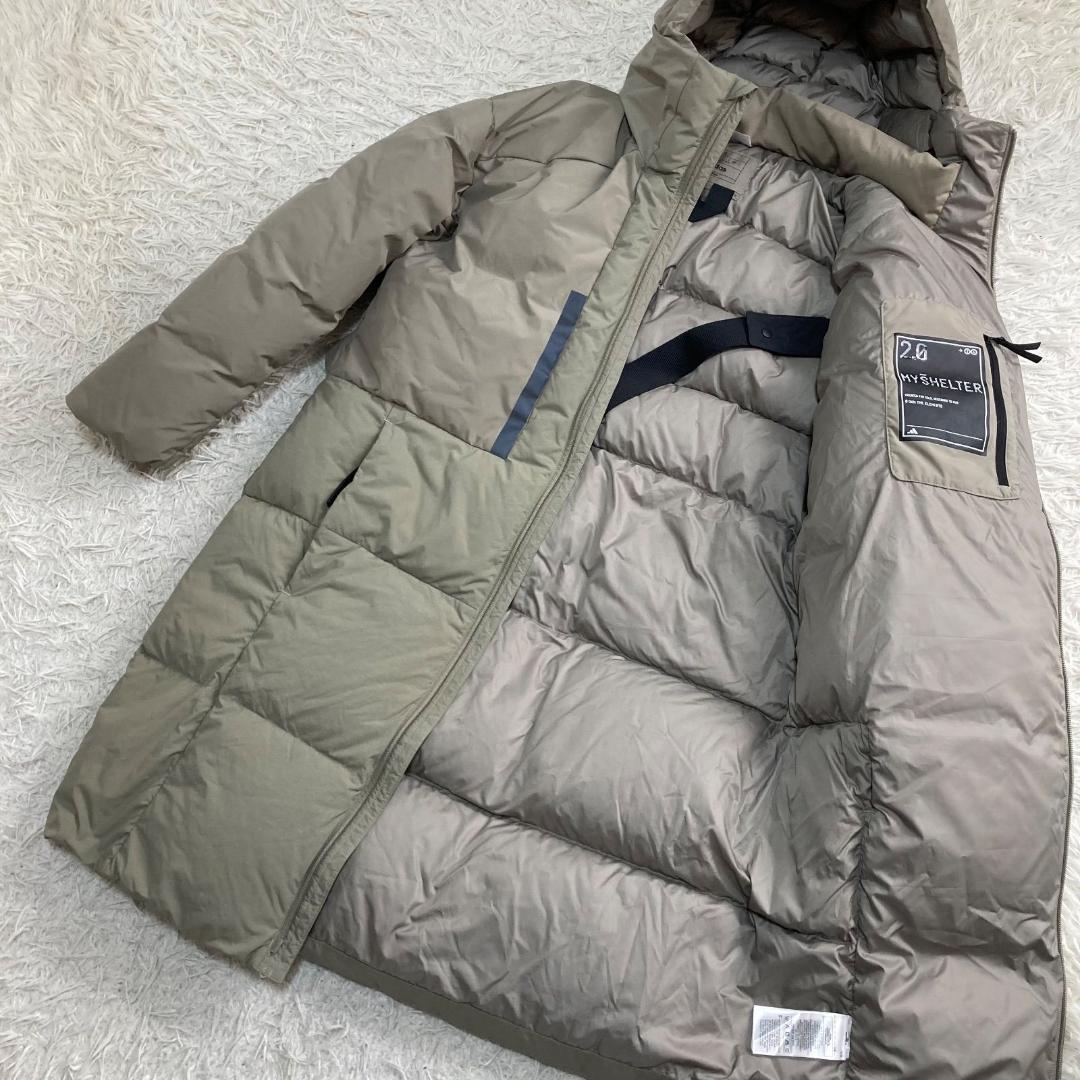 17211✨アディダス イシェルター ロングダウンジャケット フード ロゴテープ