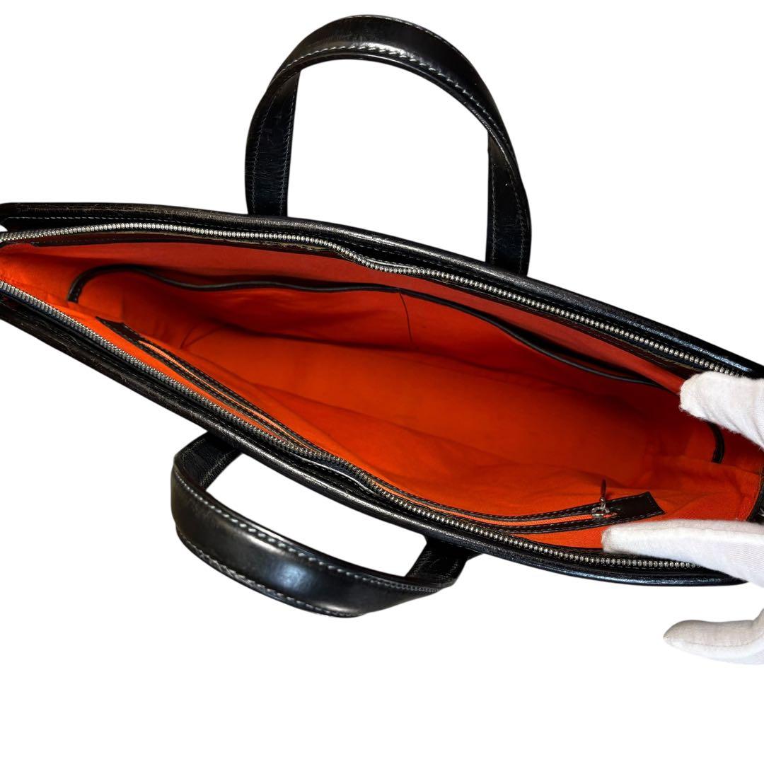 万双　2way ブライドルレザーブリーフケース　ビジネスバッグ　自立　カーキ　黒