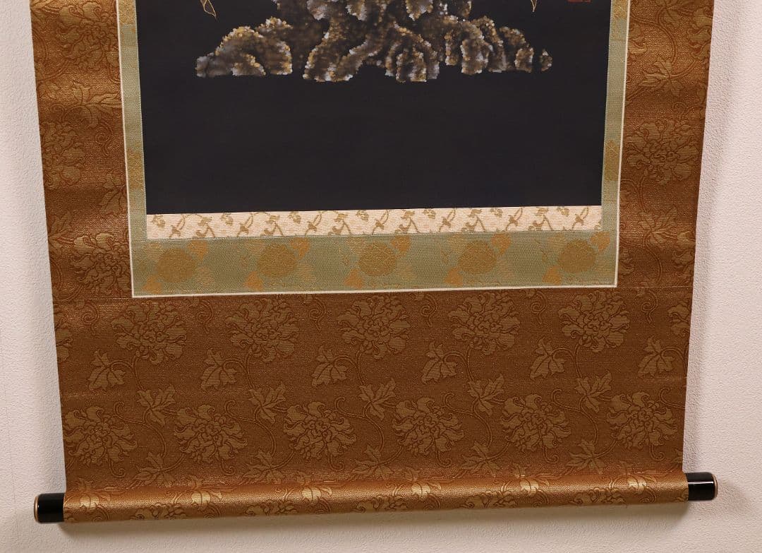 【真作】仏画 大峰 竹内白雅筆 紺地金泥 如意輪観音図 絹本 掛軸 MA634