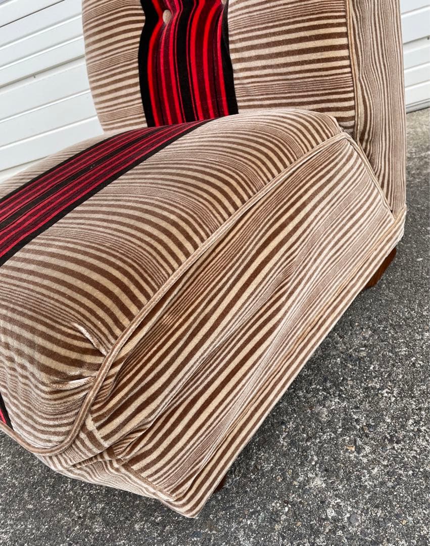 ビンテージ/レトロ/ミッドセンチュリー/モケットソファ/ストライプ/1人掛け