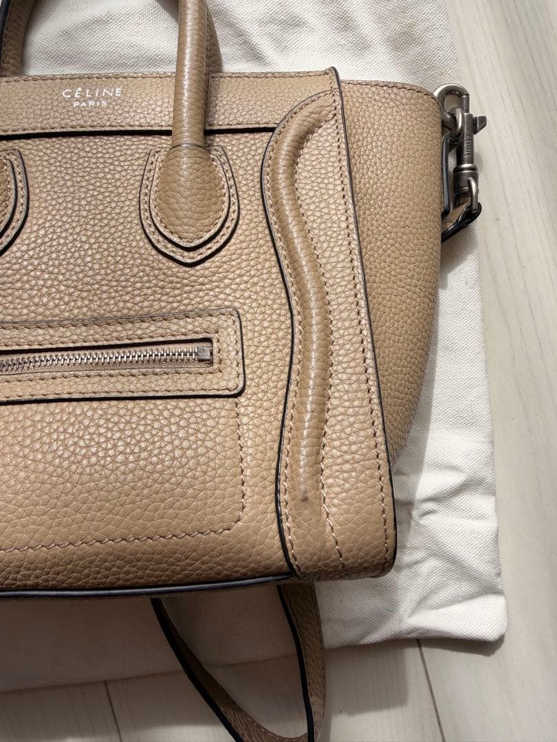 CÉLINE ラゲージ　マイクロトート　ハンドバッグ　ベージュ系