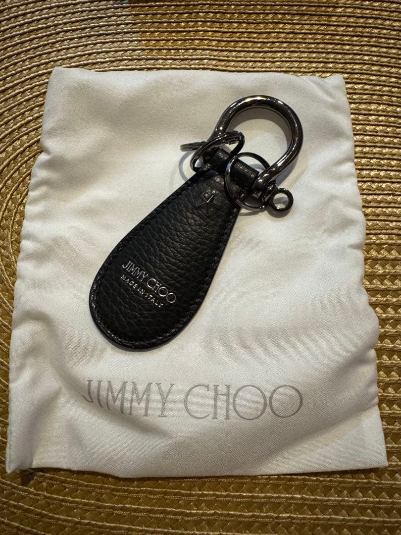 JIMMY CHOO ブラック レザー キーホルダー