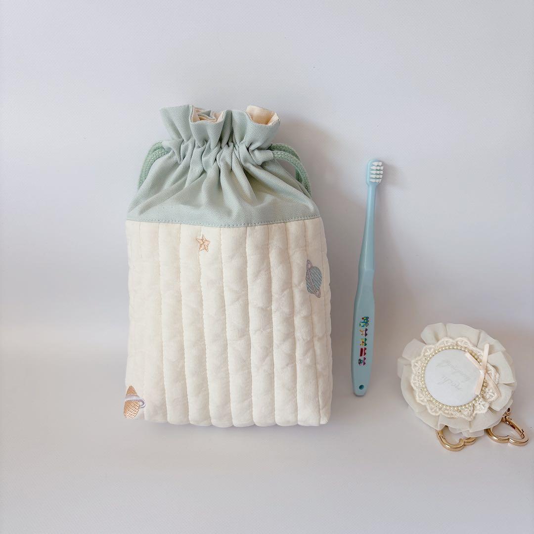 ヌビ　宇宙　惑星　レッスンバッグ　上履き袋　キルティング　キルト　デニム