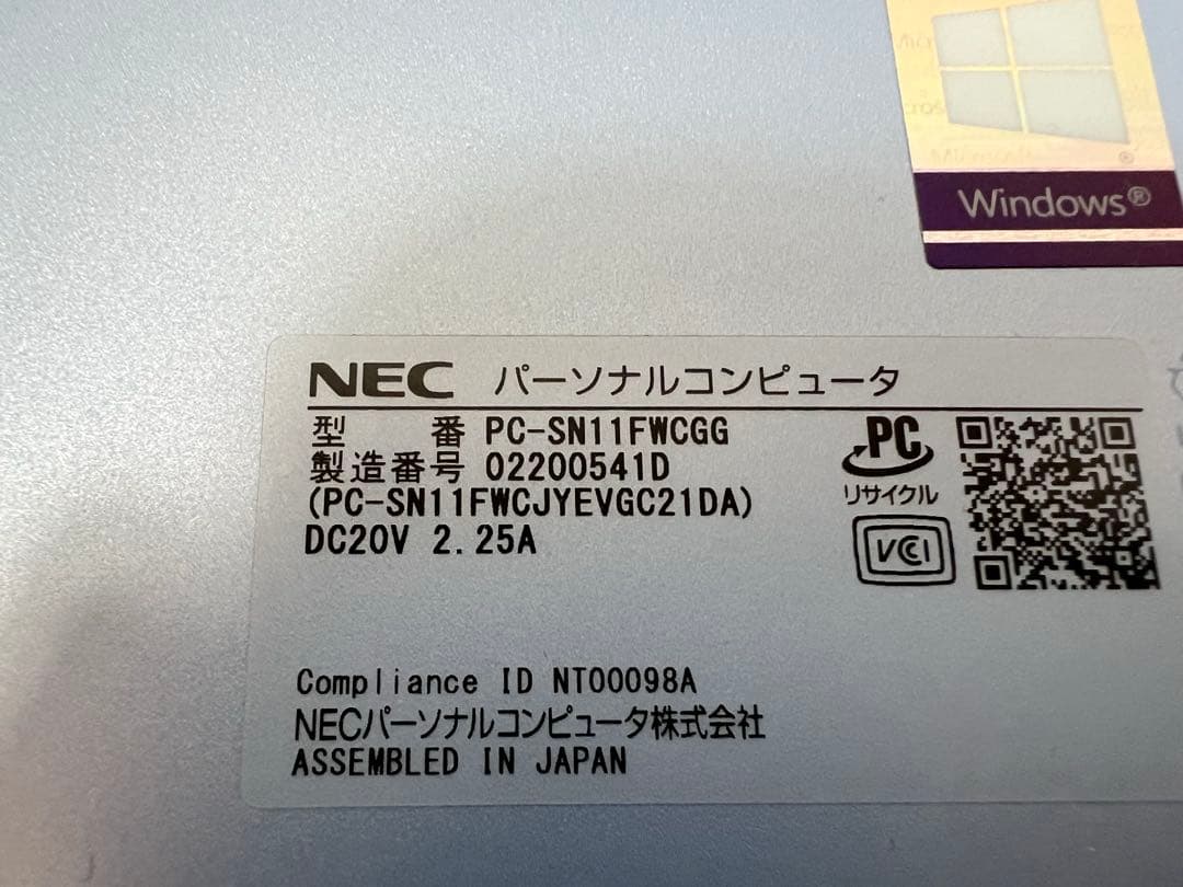 Windowsノート本体 NEC Lavie PC-SN11FWCGG