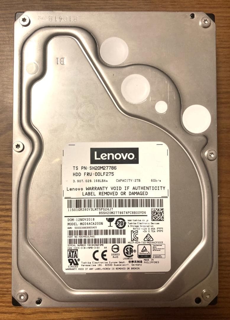 東芝 TOSHIBA MG04ACA200N（3.5インチ HDD 2TB）