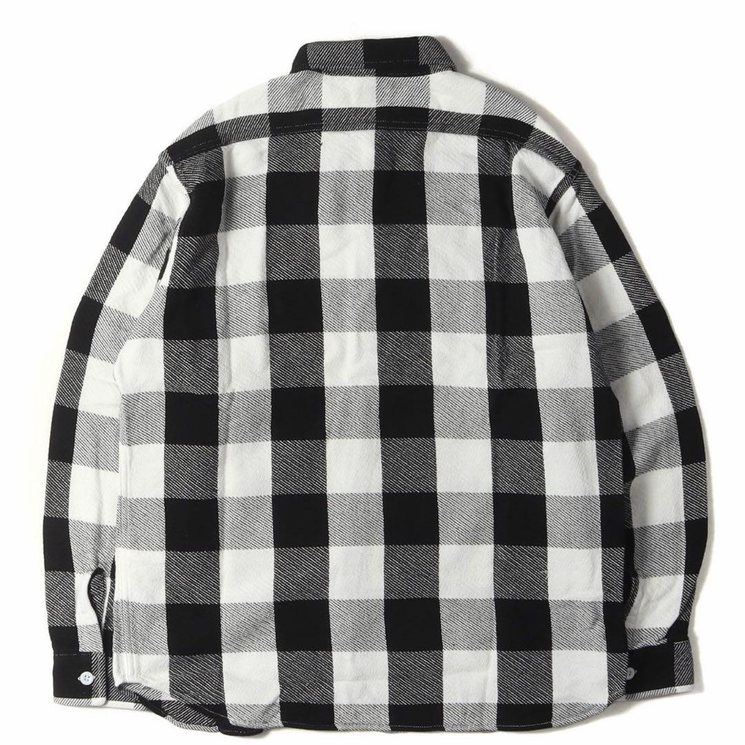 SD FLANNEL CHECK SHIRT 白黒　L