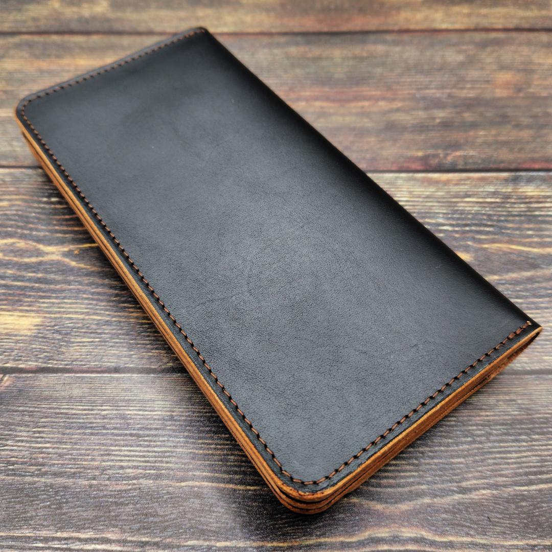 ロングトラッカーウォレット 栃木レザー ハンドメイド 本革 茶芯ブラック