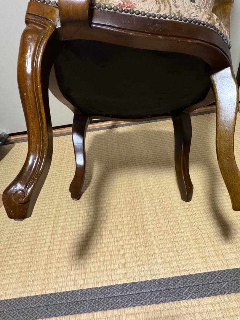 肘掛け アームチェア ゴブラン織 花柄 バラ ロココ調 猫脚 ヴィンテージ