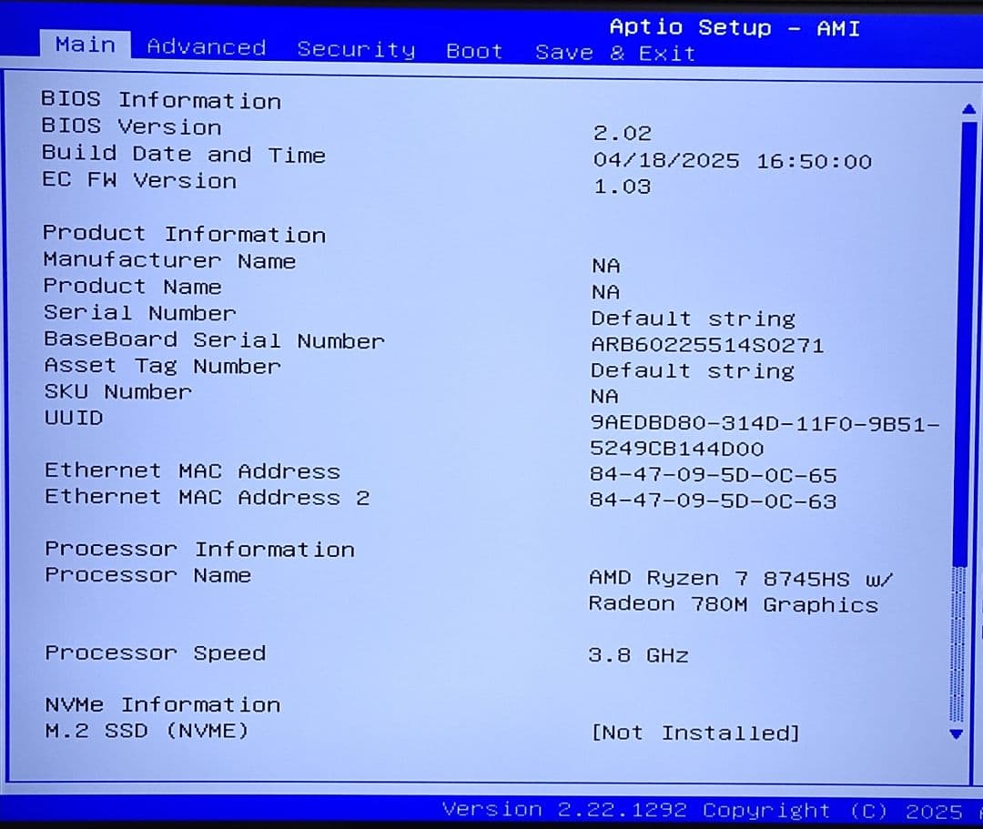 NiPoGi AM21 Ryzen 7 8745HS ベアボーン Win11