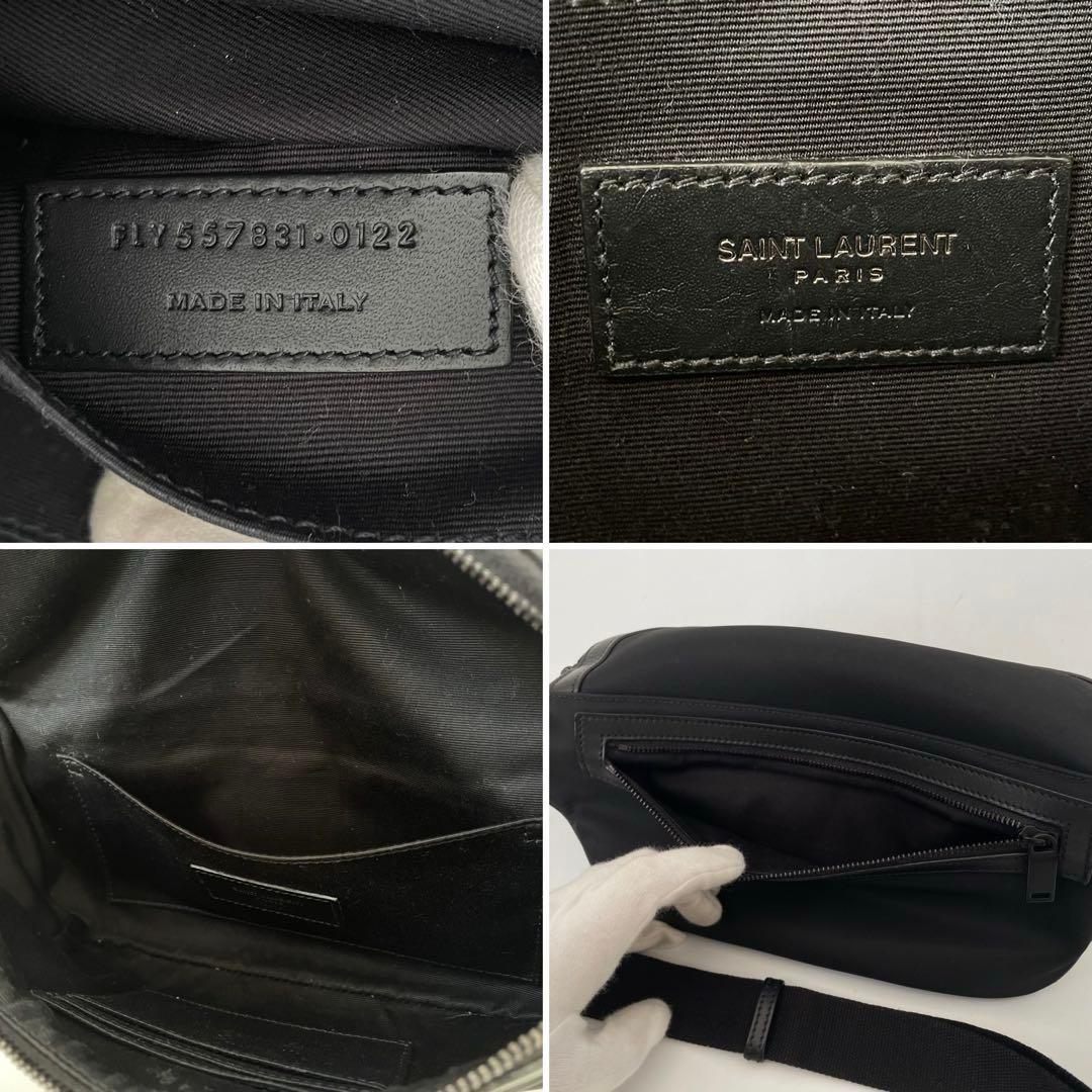 【未使用級】サンローラン ベルトバッグ ボディバッグ ナイロン ロゴプリント 黒