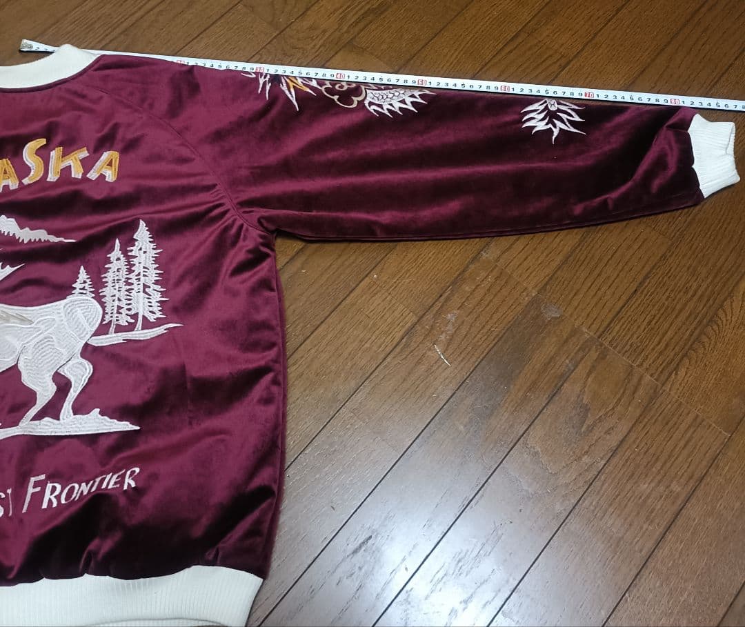 ヒューストン　別珍スカジャン　アラスカ　Lサイズ　ベロア　HOUSTON