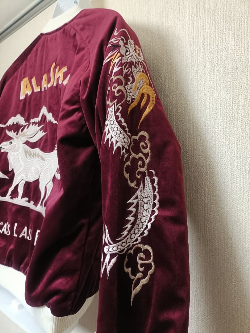 ヒューストン　別珍スカジャン　アラスカ　Lサイズ　ベロア　HOUSTON