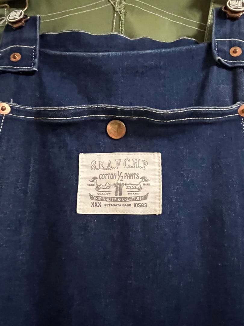 世田谷ベースコットンハーフパンツオーバーオール　M size