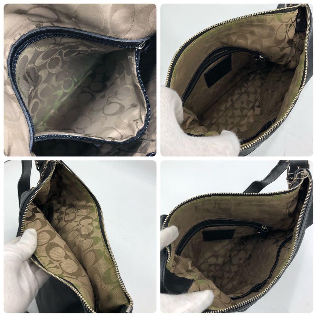 コーチ ショルダーバッグ ブラック 黒 レザー 革 斜め掛け A4収納可