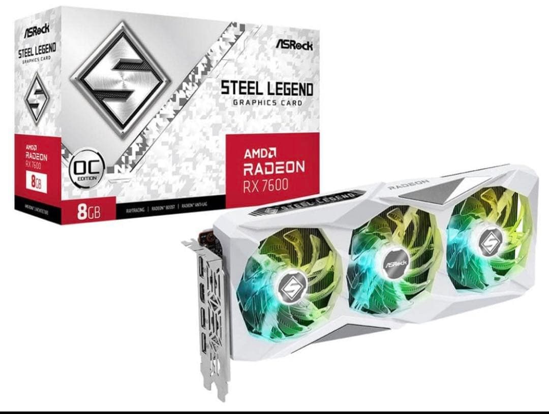 グラフィックボード・グラボ・ビデオカード ASRock Radeon RX 7600 Steel Legend 8GB