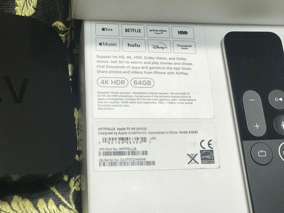 AppleTV 4K HDR (64GB) MP7P2LL/A 動作確認済み◎