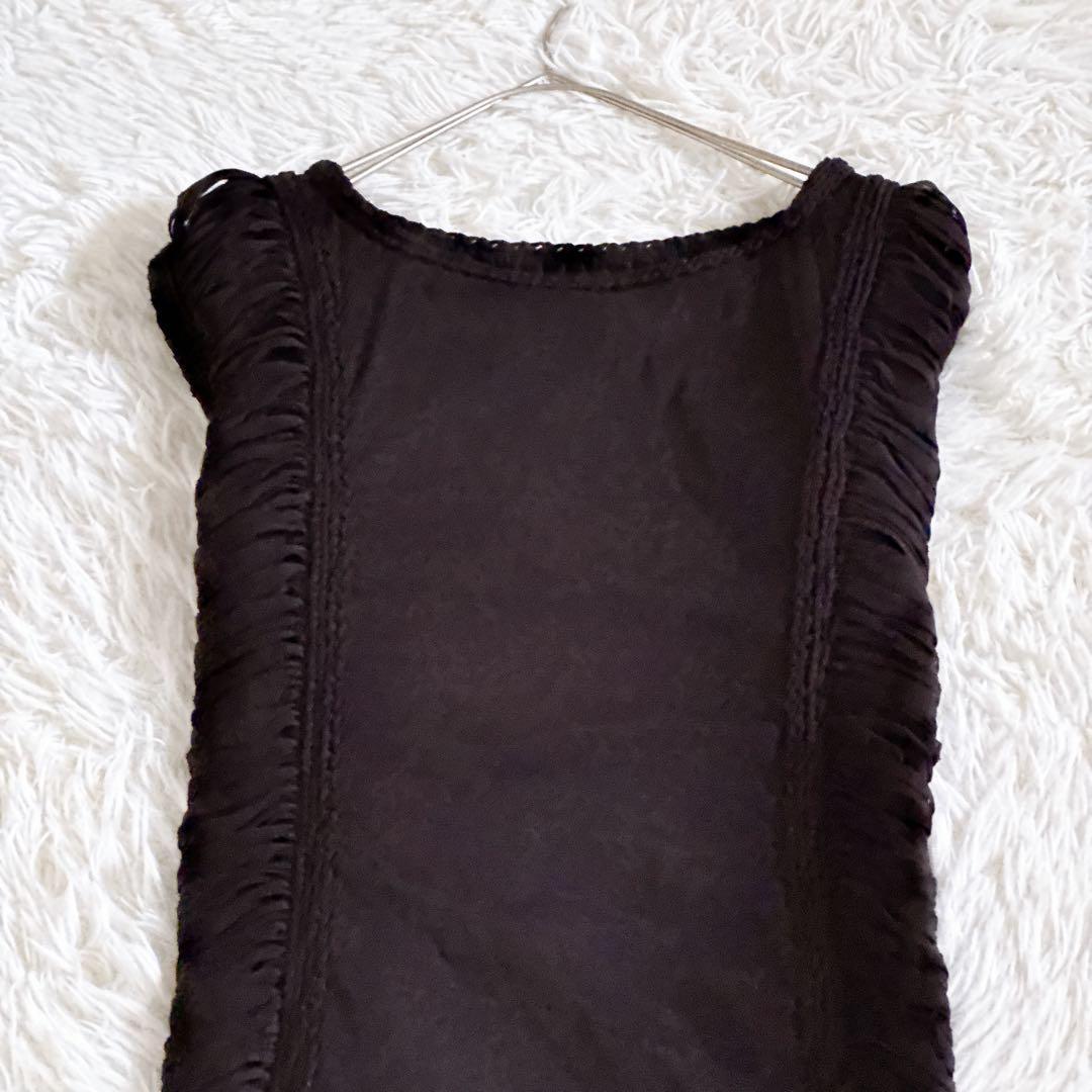 ジャンポールゴルチエ ノースリーブワンピース サイドギャザー ストレッチ素材 黒