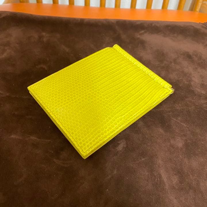 超希少 本革 マネークリップ イエロー プレゼント