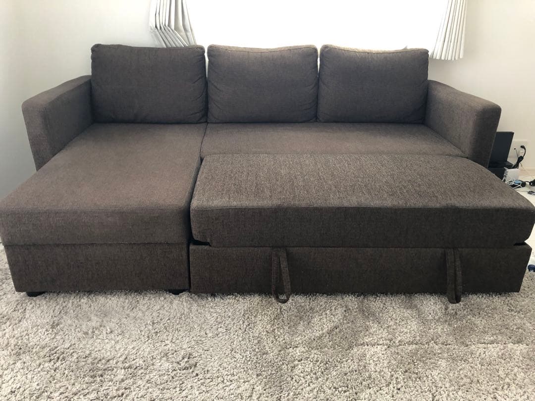 【取扱説明書あり】ニトリ カウチソファベッド ノアーク ブラウン L字