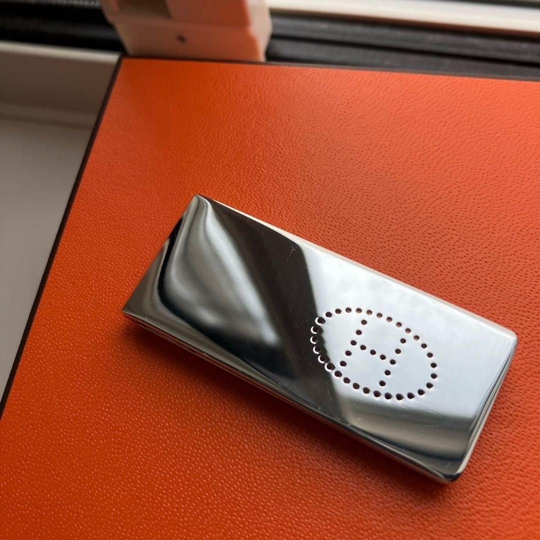 美品 HERMES エルメス マネークリップ シルバー925 エヴリン 箱付き