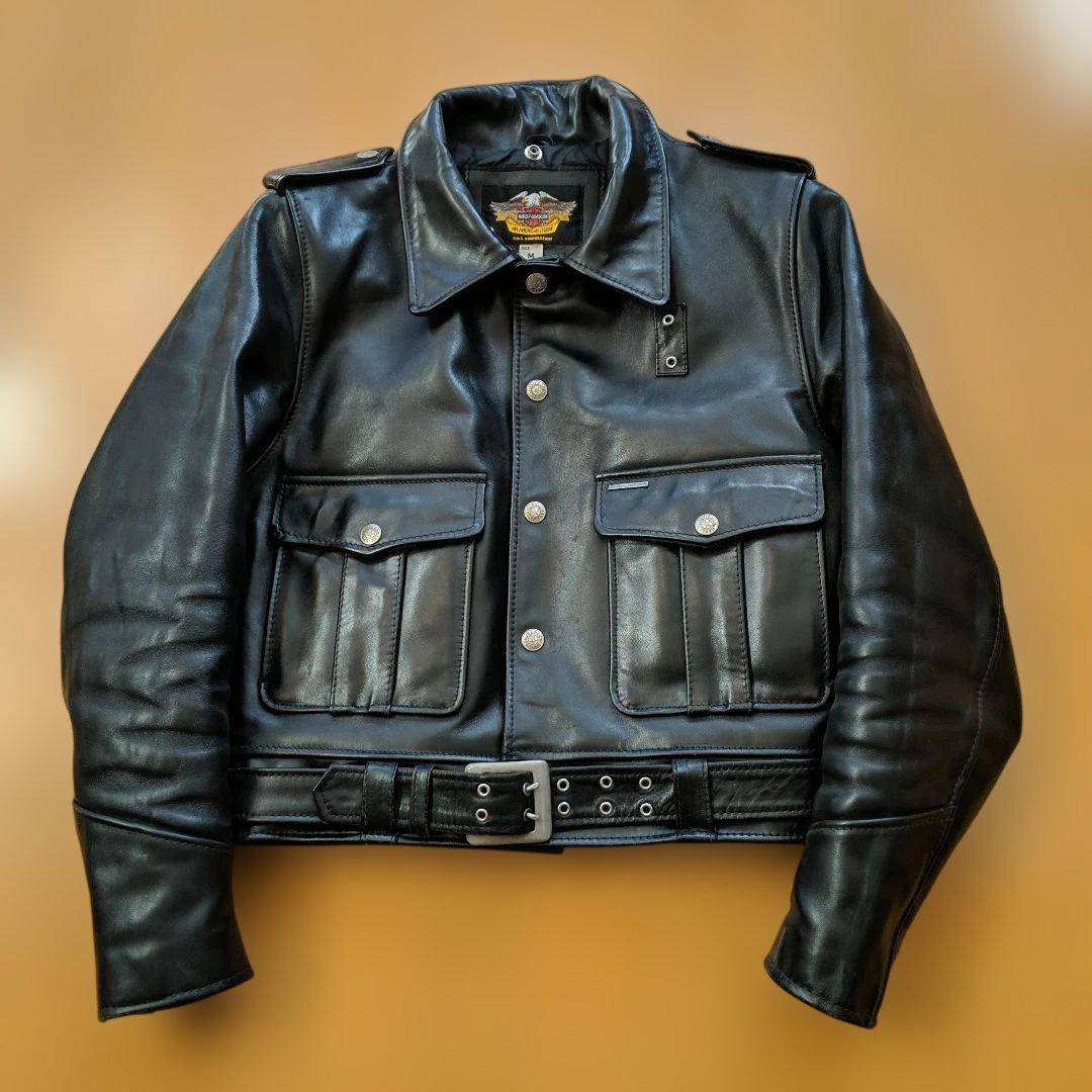 【馬皮★ ホースハイド】 本革 ポリスマンジャケット ハーレーダビッドソン M