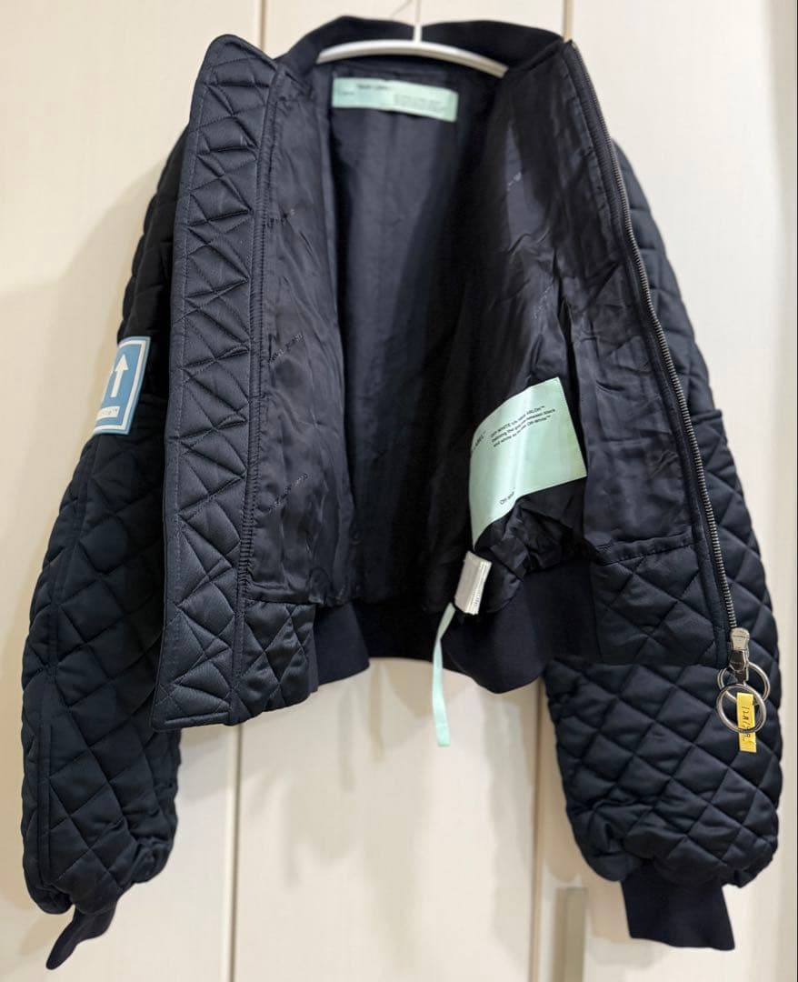 OFF-WHITE BOMBER BLACK ブラック ジャケット キルティング