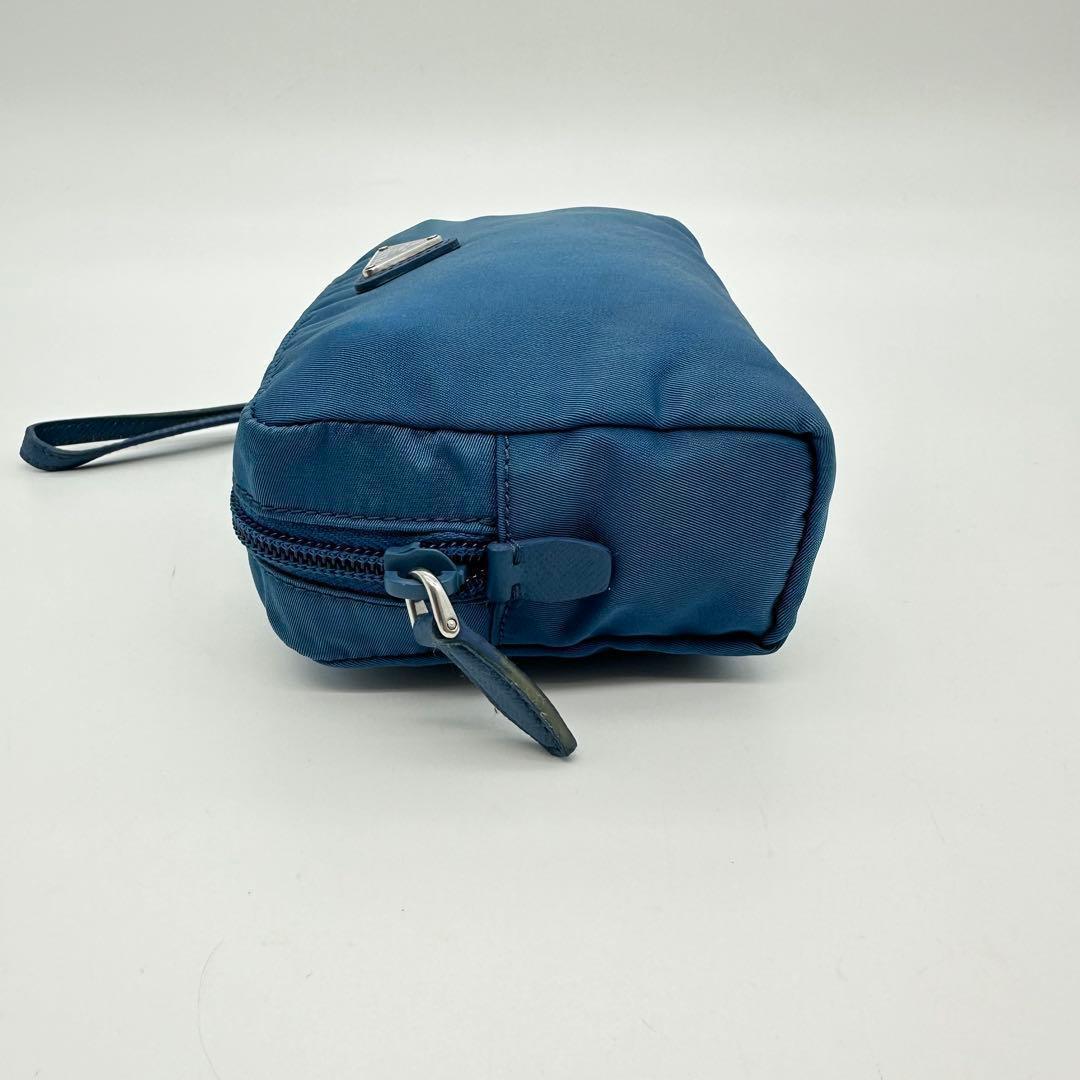 PRADA プラダ テスート ナイロン ポーチ 青 ダークブルー 三角ロゴ