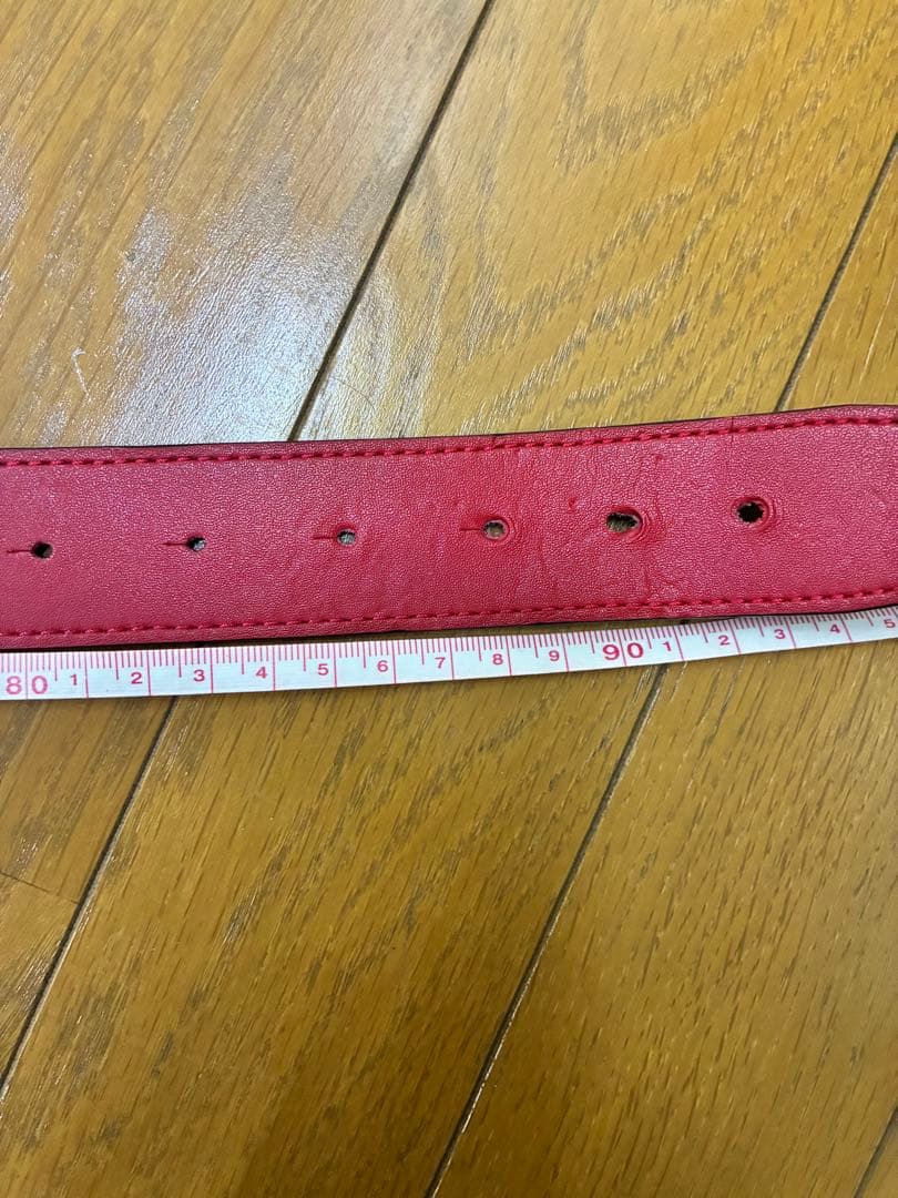 Christian Louboutin レザー ベルト 黒 赤