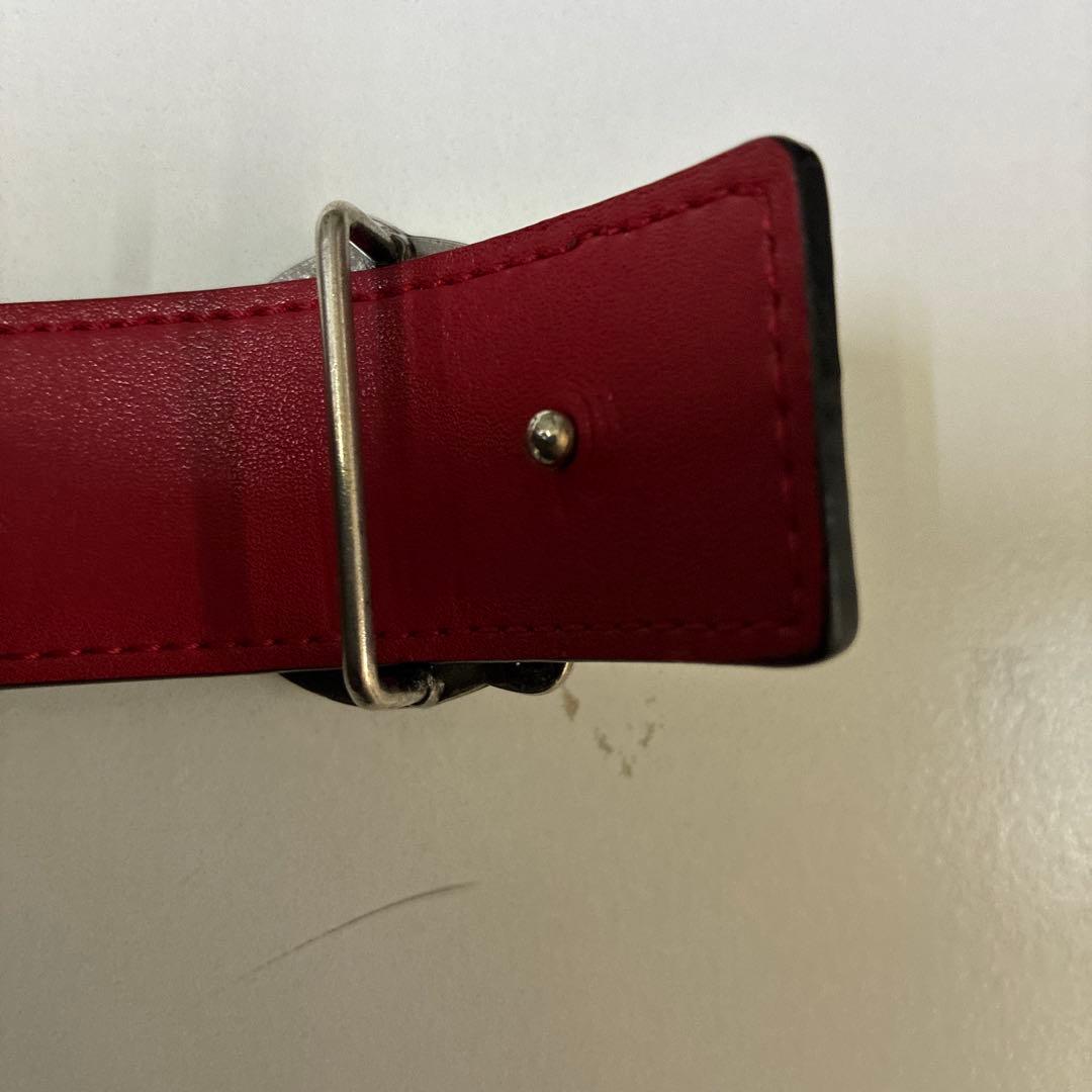 Christian Louboutin レザー ベルト 黒 赤