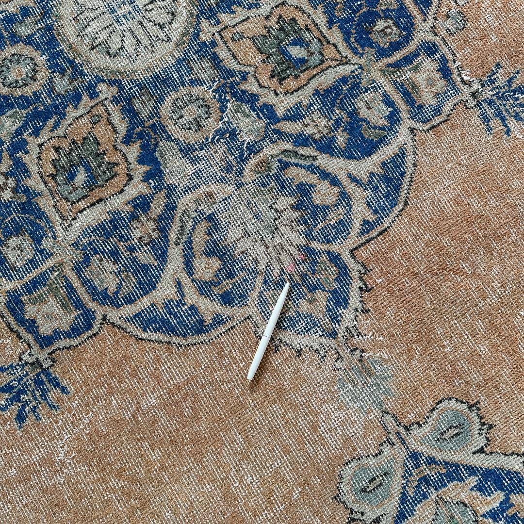 トルコ製ヴィンテージラグ992 超大判 レア キャメル オレンジ ネイビー