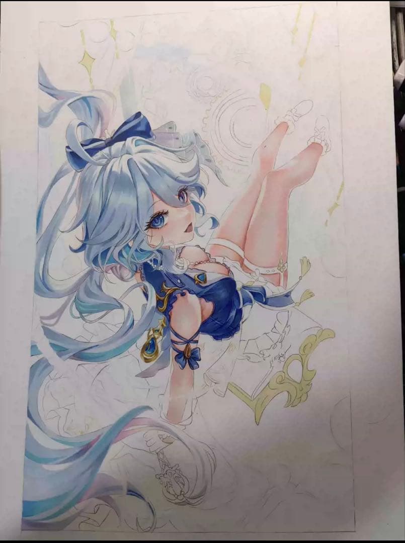 原神　フリーナ　手書きイラスト　A4サイズ　ファンアート