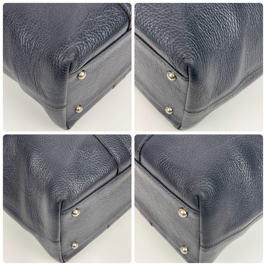 ハートマン オールレザー 肩掛け トートバッグ ビジネス A4収納 ロゴ 紺色