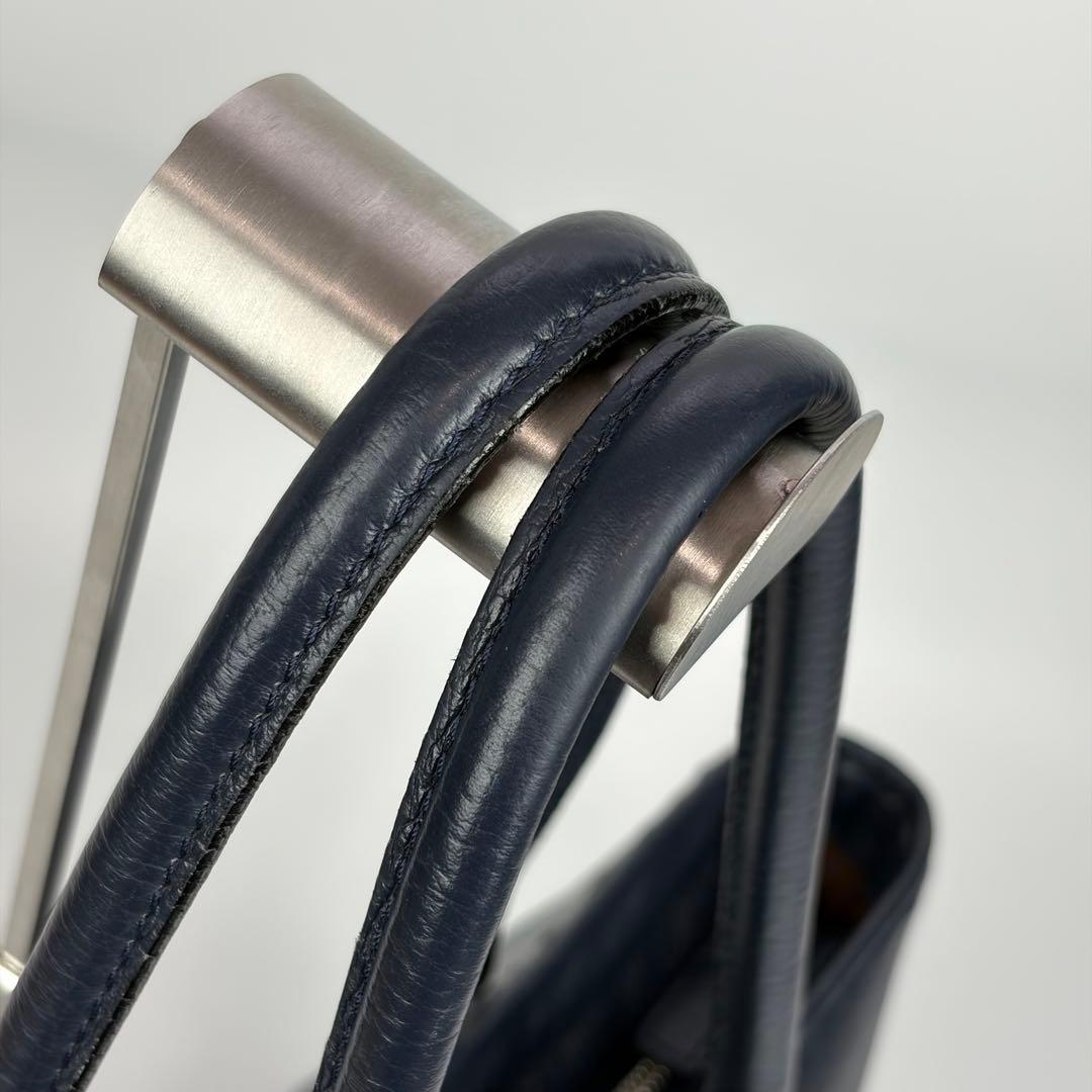 ハートマン オールレザー 肩掛け トートバッグ ビジネス A4収納 ロゴ 紺色