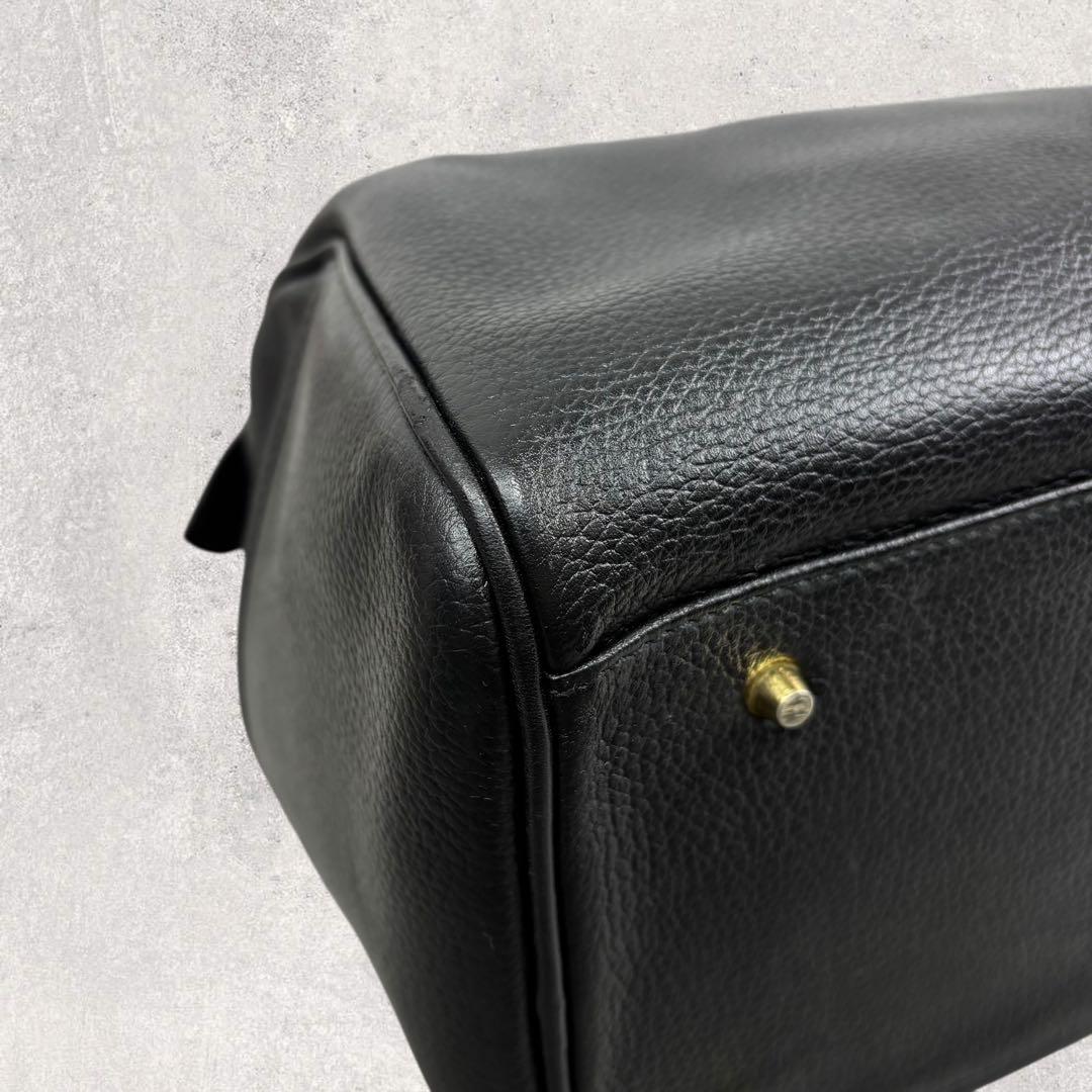 タロちゃんバーバリー ミニボストンバッグ 黒 レザー ノバチェック　シボ