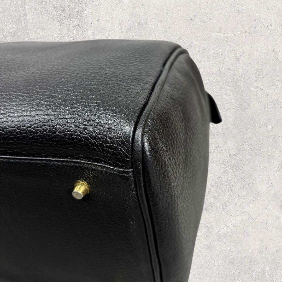 タロちゃんバーバリー ミニボストンバッグ 黒 レザー ノバチェック　シボ