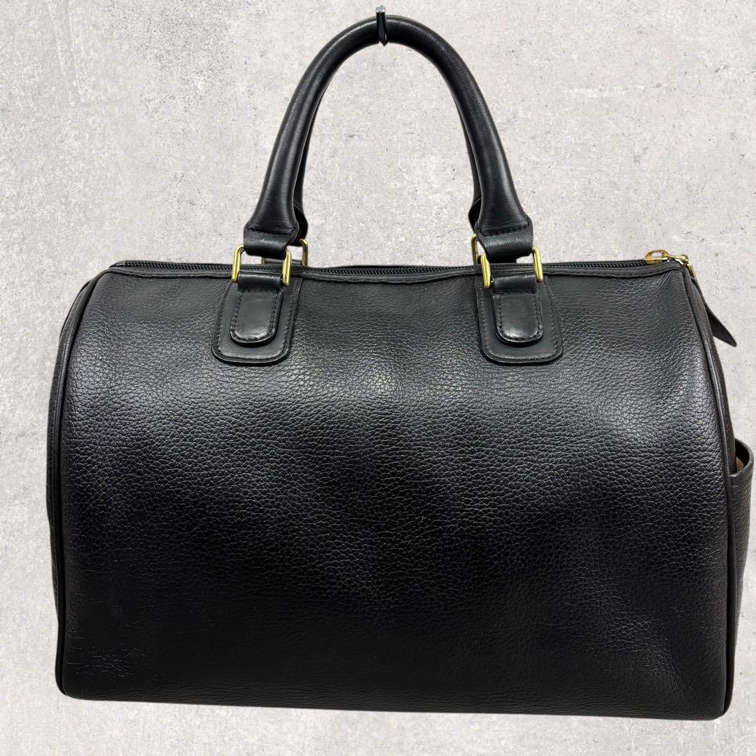 タロちゃんバーバリー ミニボストンバッグ 黒 レザー ノバチェック　シボ