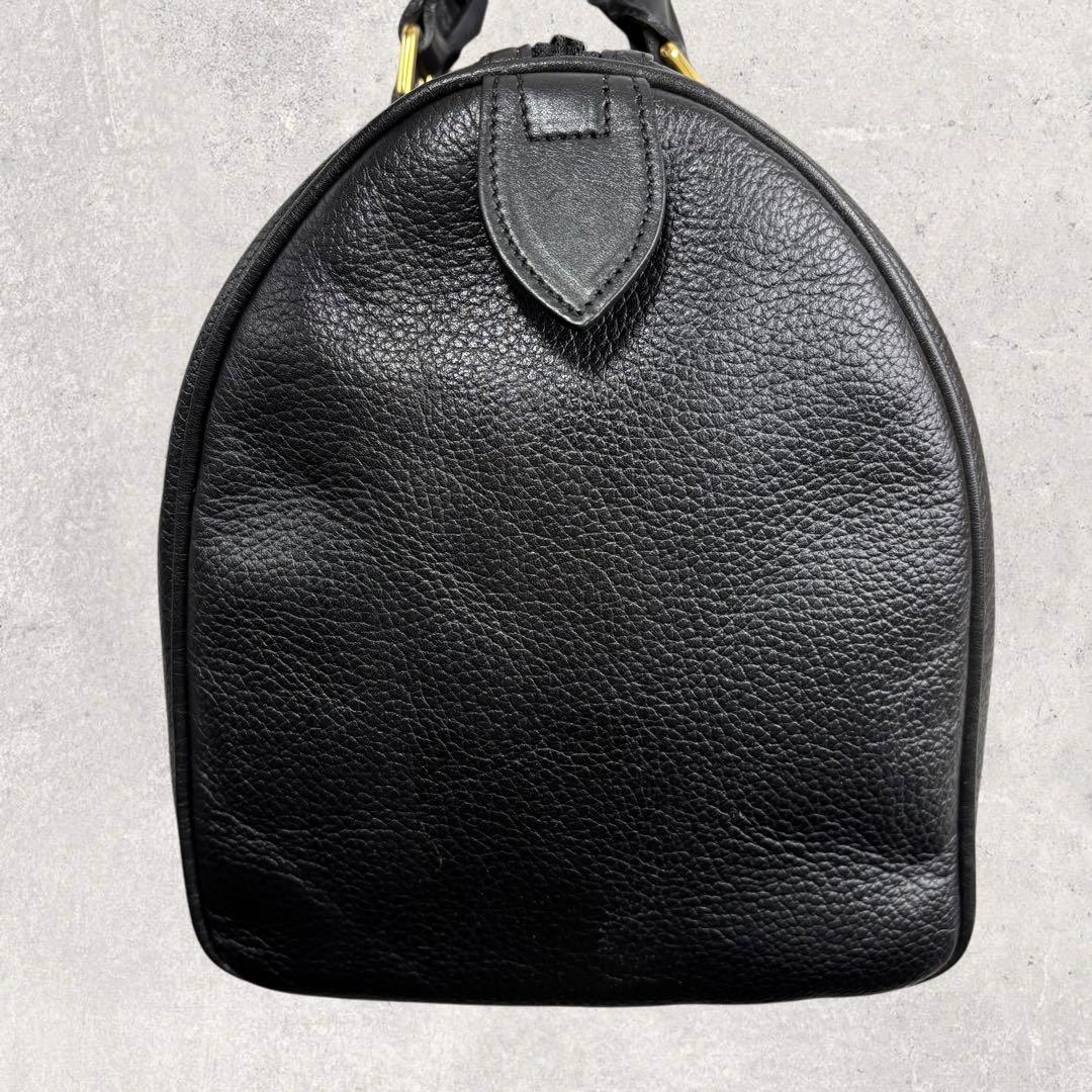 タロちゃんバーバリー ミニボストンバッグ 黒 レザー ノバチェック　シボ