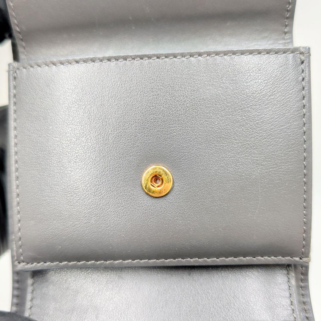 CELINE セリーヌ スモールトリフォールド ミニ財布 グレインレザー グレー