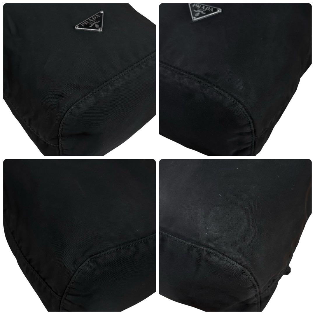 PRADA プラダ 三角ロゴ 巾着ポーチ バニティ バッグ ナイロン 黒 白タグ