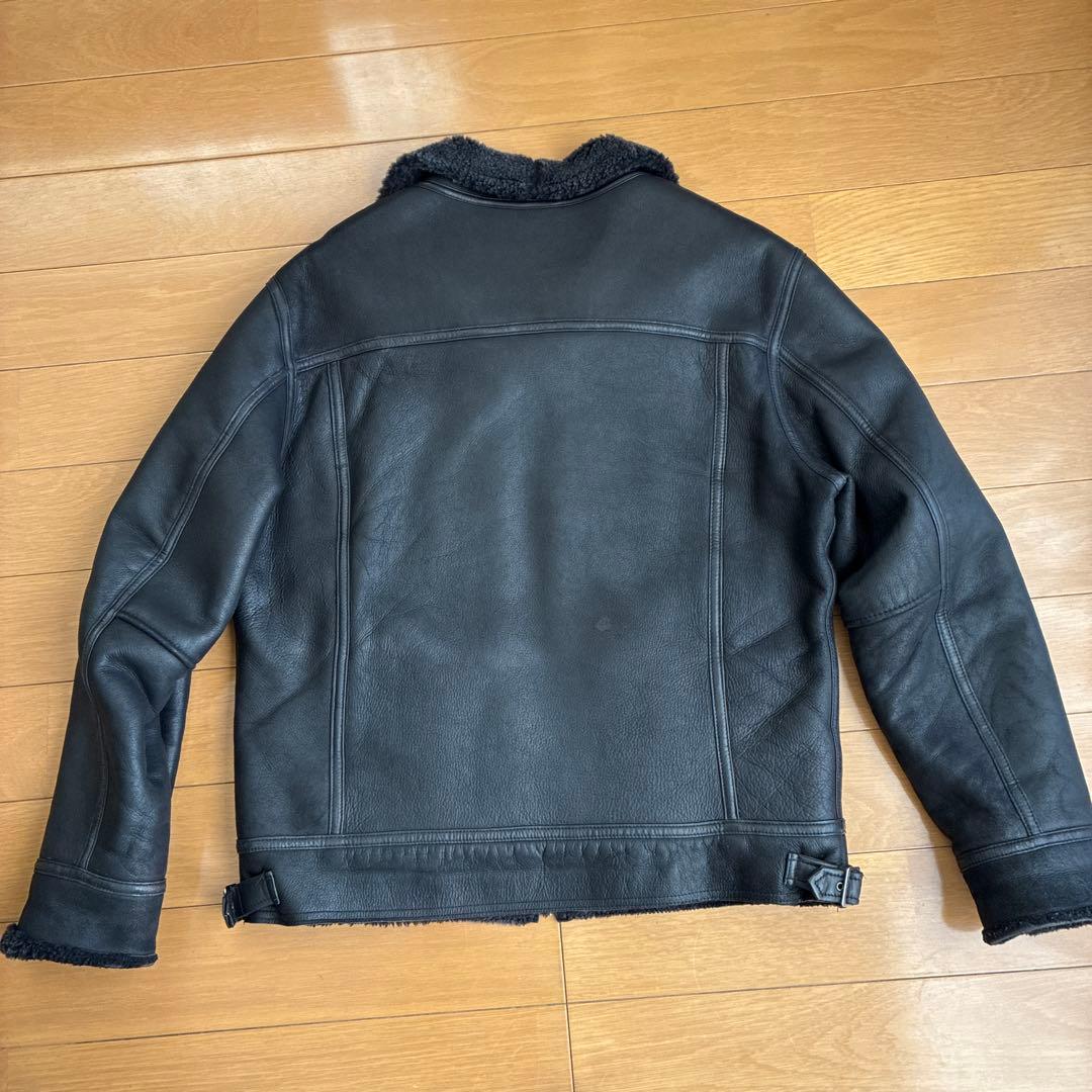 美品■ウィンドアーマー【L】B-3 ムートンジャケット 本革 羊革 ブラック