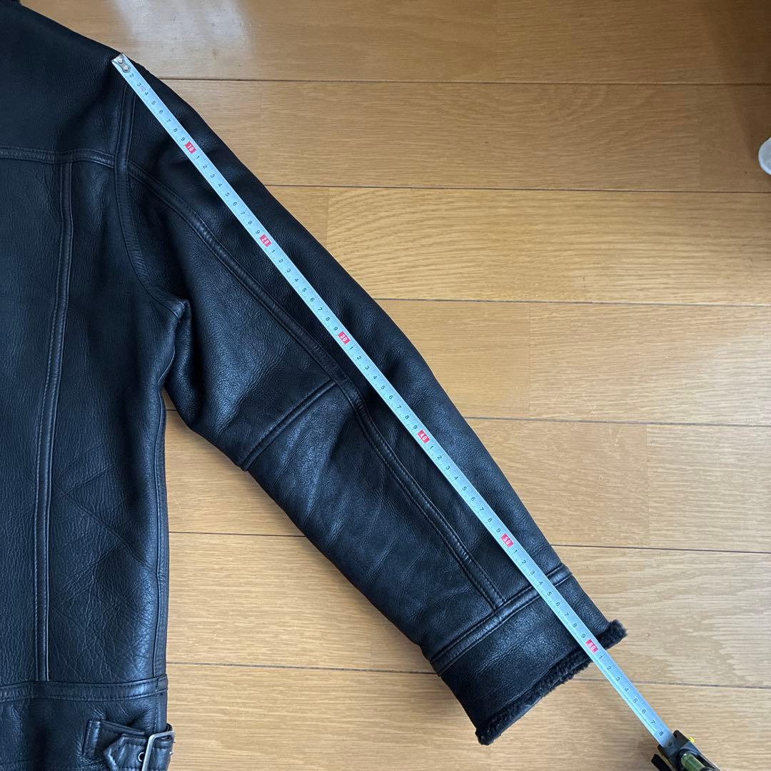 美品■ウィンドアーマー【L】B-3 ムートンジャケット 本革 羊革 ブラック