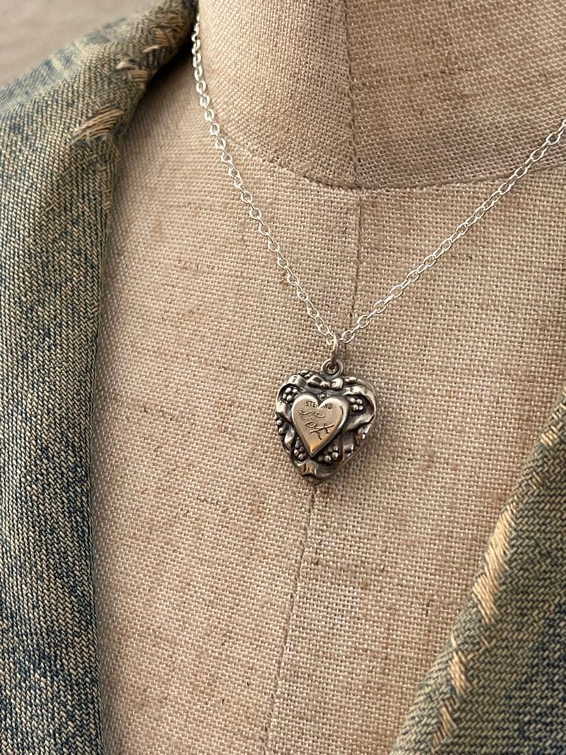 40's 勿忘草 スウィートハートジュエリー ヴィンテージネックレス シルバー