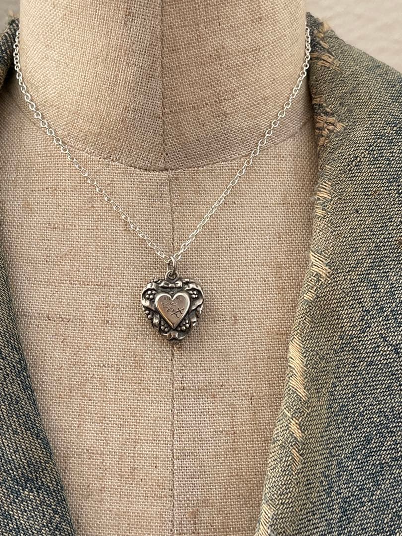 40's 勿忘草 スウィートハートジュエリー ヴィンテージネックレス シルバー