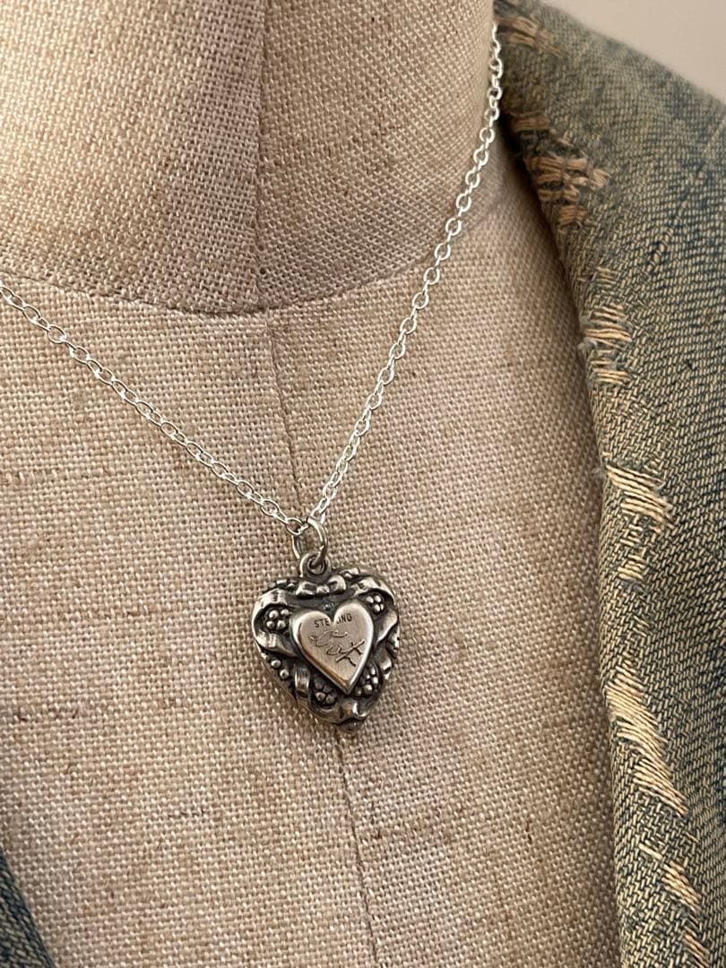 40's 勿忘草 スウィートハートジュエリー ヴィンテージネックレス シルバー