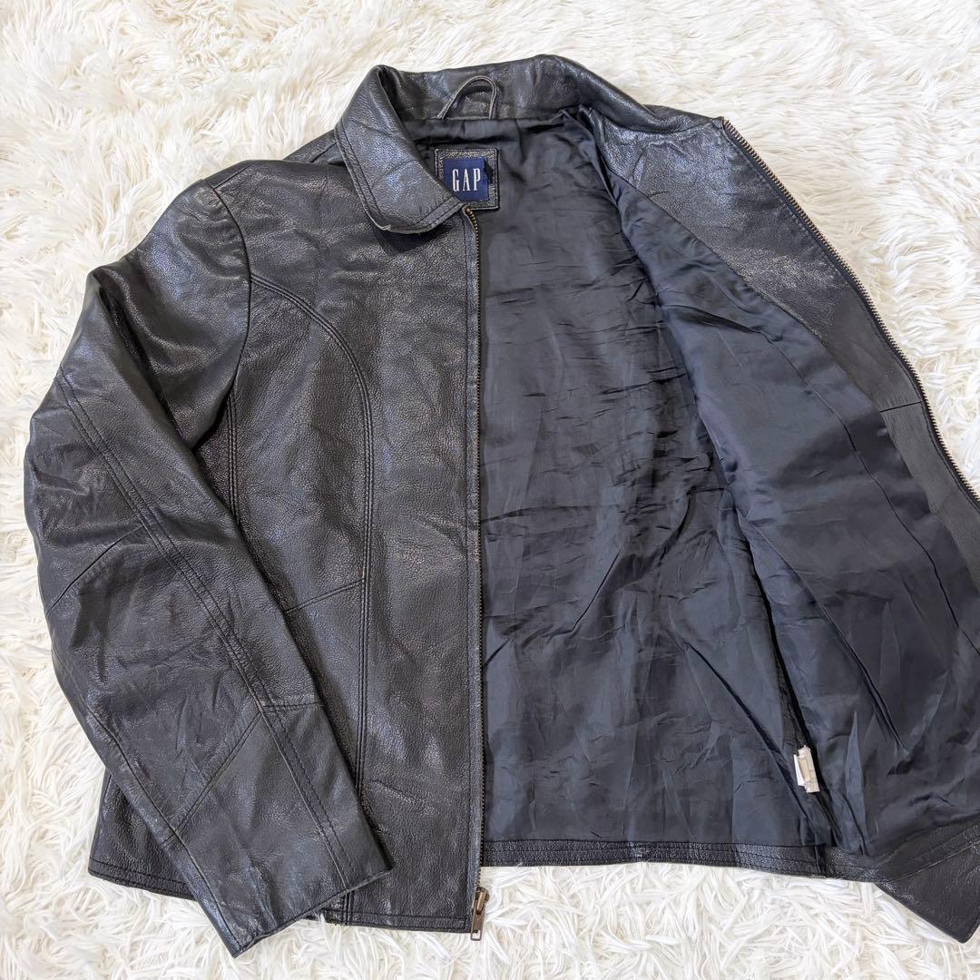OLD GAP シングル レザージャケット ヴィンテージ 襟付き ブラック S