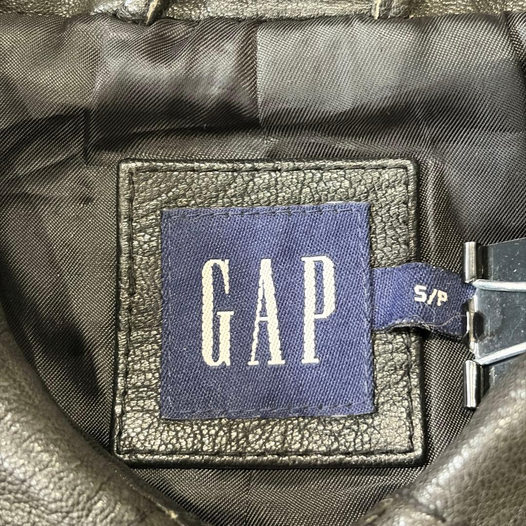 OLD GAP シングル レザージャケット ヴィンテージ 襟付き ブラック S